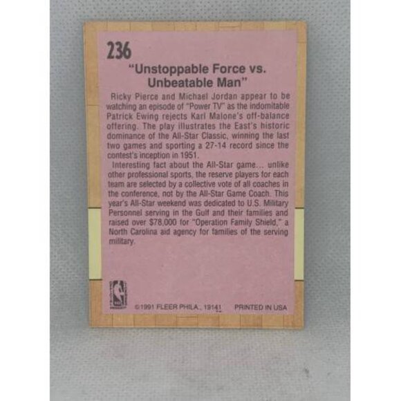 1991-92 Fleer All-Star Game Michael Jordan Patrick Ewing Karl Malone #236 (048) - Picture 2 of 2